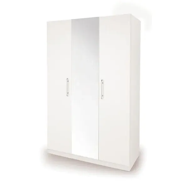 Triple Wardrobe with Mirror - White image