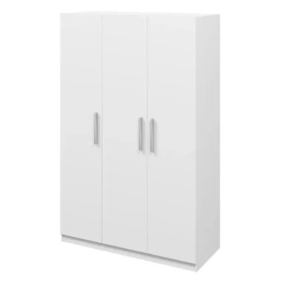 Triple Wardrobe with Shelves - White