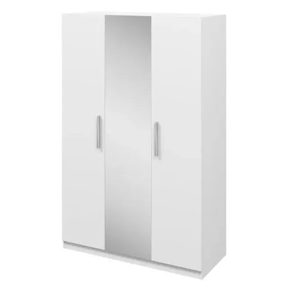 Triple Wardrobe with Shelves - White