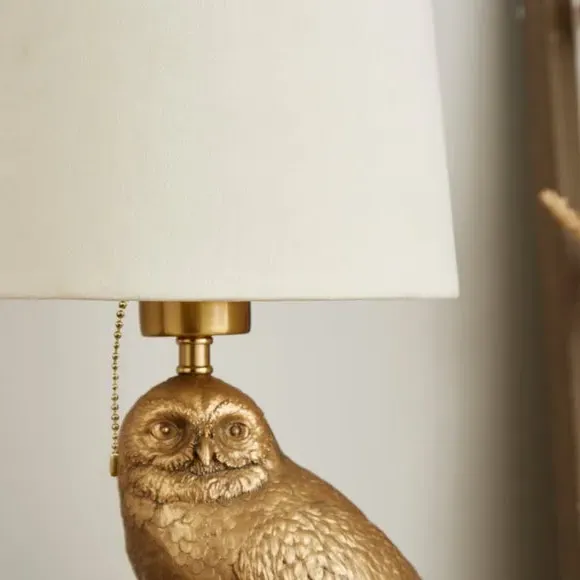 Owl Table Lamp - Gold, Polyresin