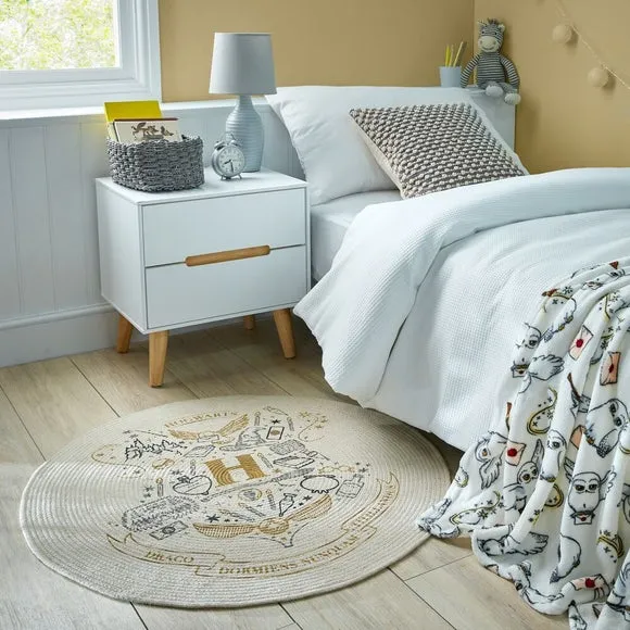Round Rug with Printed Design - Natural, Cotton image