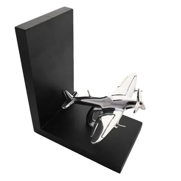 Spitfire Aircraft Bookends - Black, Metal