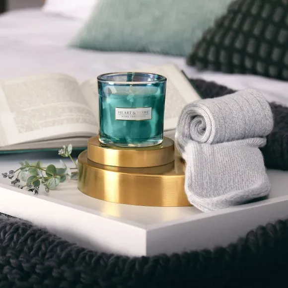 Candle & Socks Gift Set - Blue, Soy Wax image