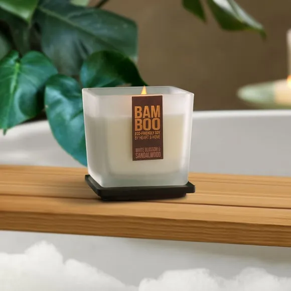 Jar Candle with Rattan Wick - White, Soy Wax image