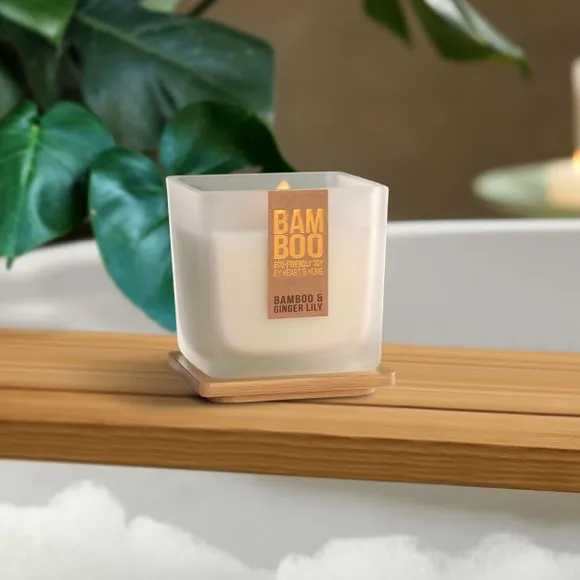 Jar Candle with Wooden Lid - White, Soy Wax image