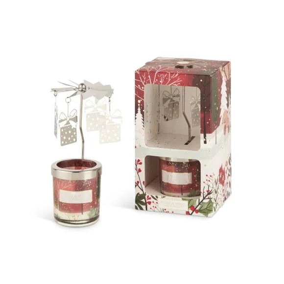 Mini Candle with Carousel - Red, Soy Wax