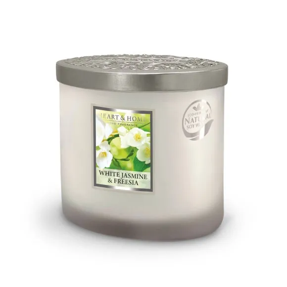 Multi Wick Candle Jasmine Freesia - White Glass