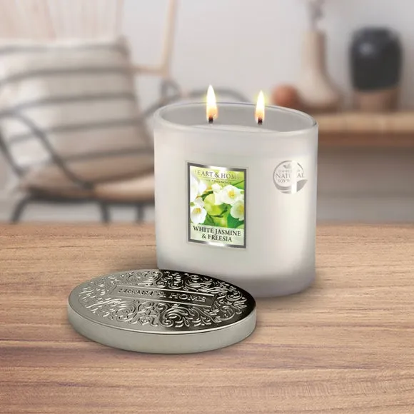 Multi Wick Candle Jasmine Freesia - White Glass image