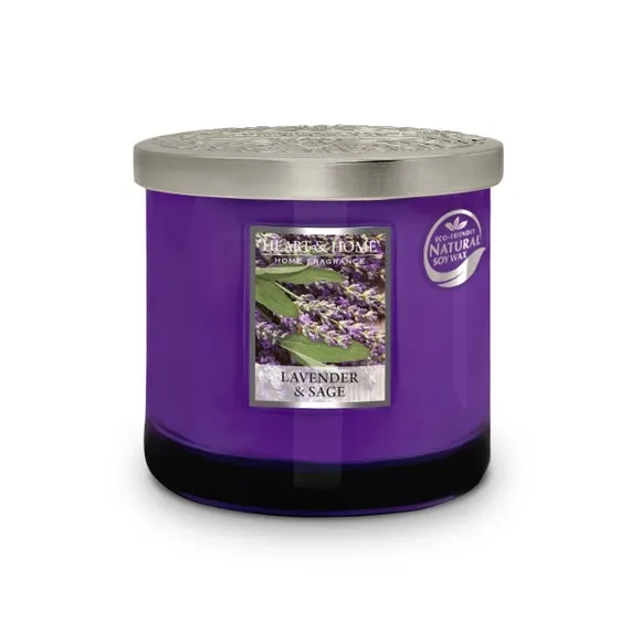 Multi Wick Candle Lavender & Sage - Purple Glass