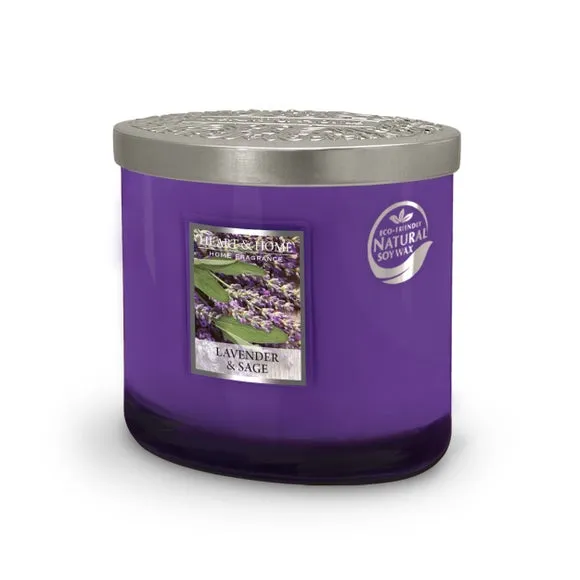 Multi Wick Candle Lavender & Sage - Purple Glass