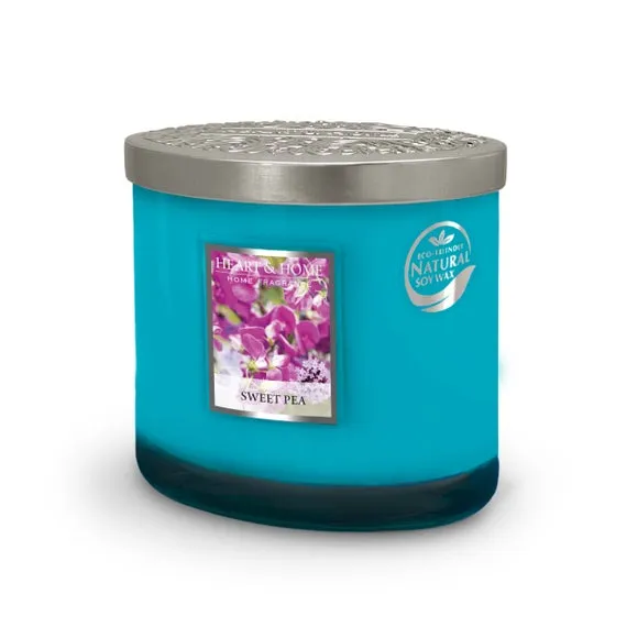 Multi Wick Candle Sweet Pea - Blue, Glass