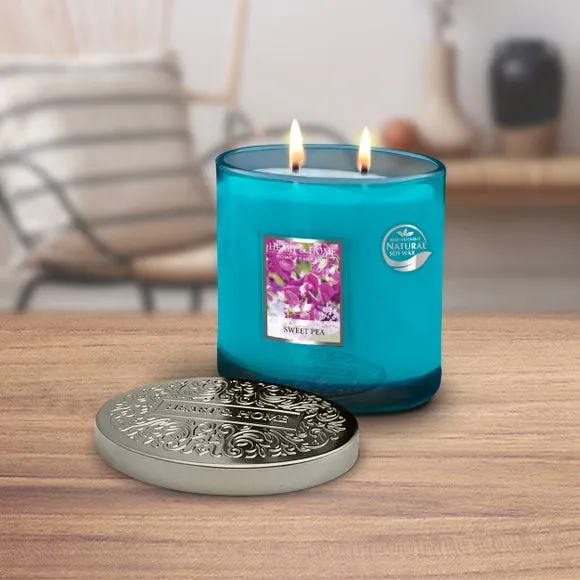 Multi Wick Candle Sweet Pea - Blue, Glass image