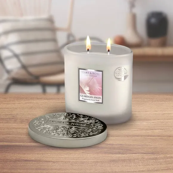 Multi Wick Candle with Glass Jar - White, Soy image