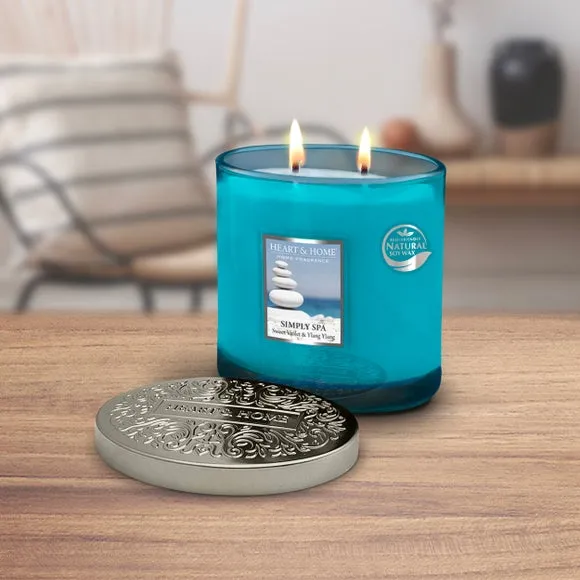 Multi Wick Candle with Twin Wicks - Blue, Glass image