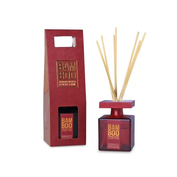 Reed Diffuser Pomegranate & Pepperwood - Red Glass