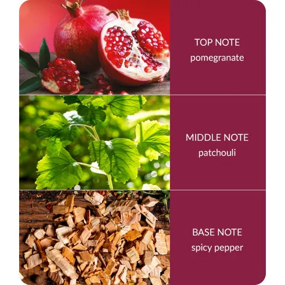 Reed Diffuser Pomegranate & Pepperwood - Red Glass