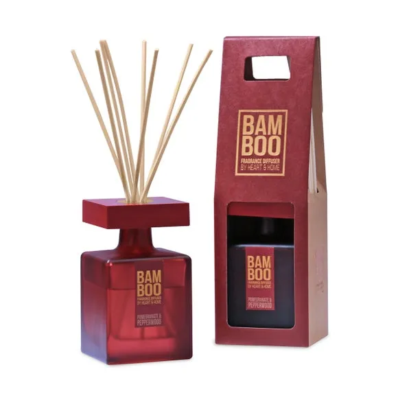 Reed Diffuser Pomegranate & Pepperwood - Red Glass