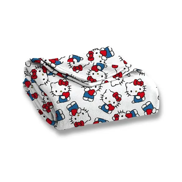 Fleece Blanket with Character Design - White