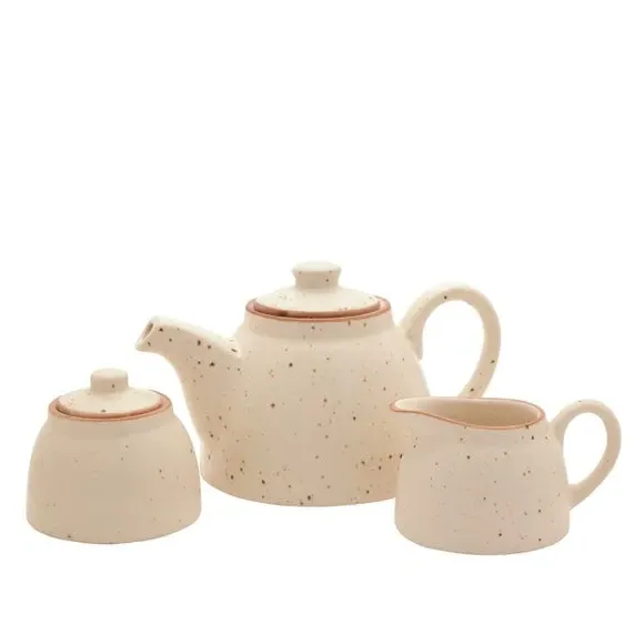 3-Piece Tea Set - White, Stoneware image