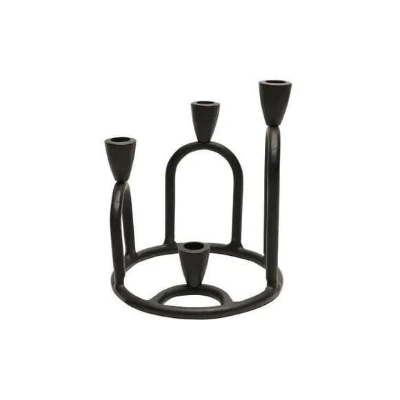 4-Candle Candlestick Holder - Black, Aluminium