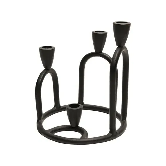 4-Candle Candlestick Holder - Black, Aluminium image