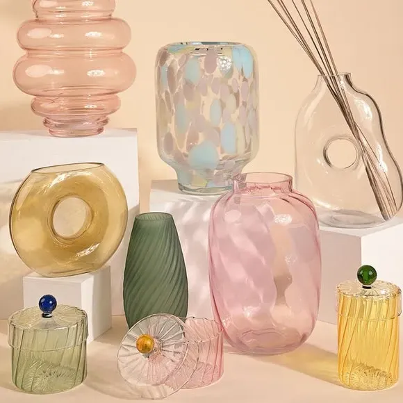 Abstract Glass Vase - Clear, Handmade
