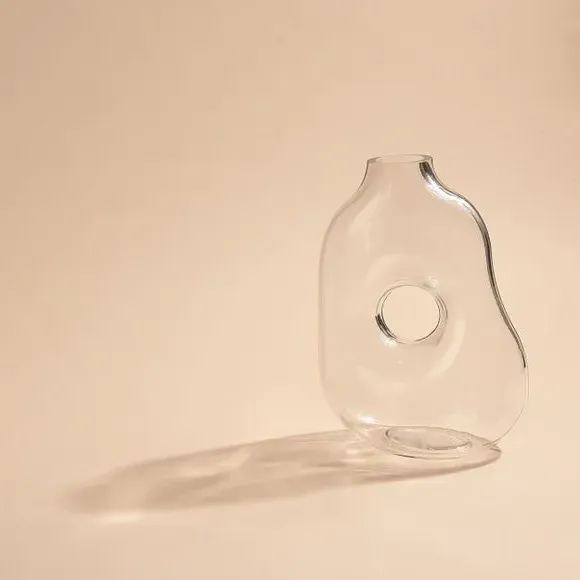 Abstract Glass Vase - Clear, Handmade image