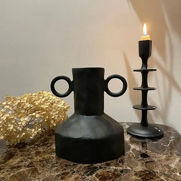 Amphora Vase - Black, Aluminium