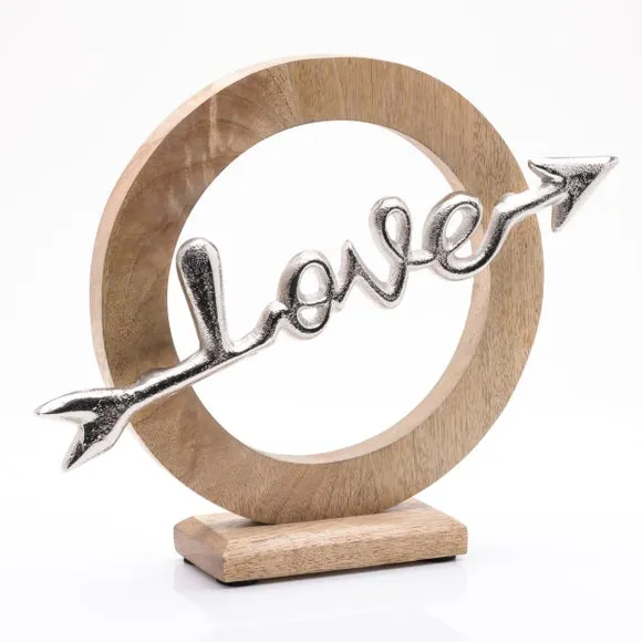 Arrow Love Ornament - Multicolor, Wood Metal