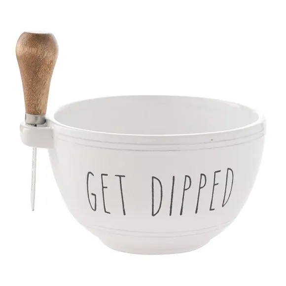 Bowl with Spreader Set - White, Dolomite