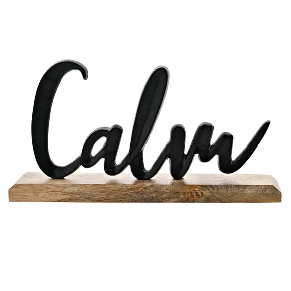 Calm Metal Sign - Black, Wood image
