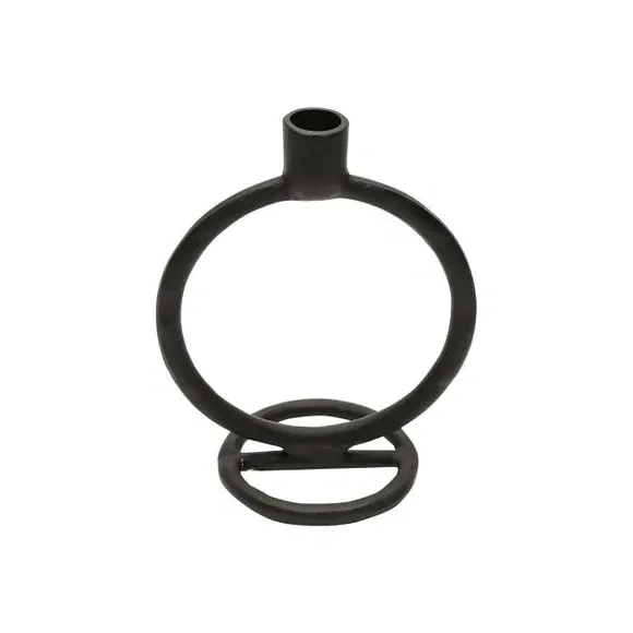 Circular Candlestick Holder - Black, Metal image