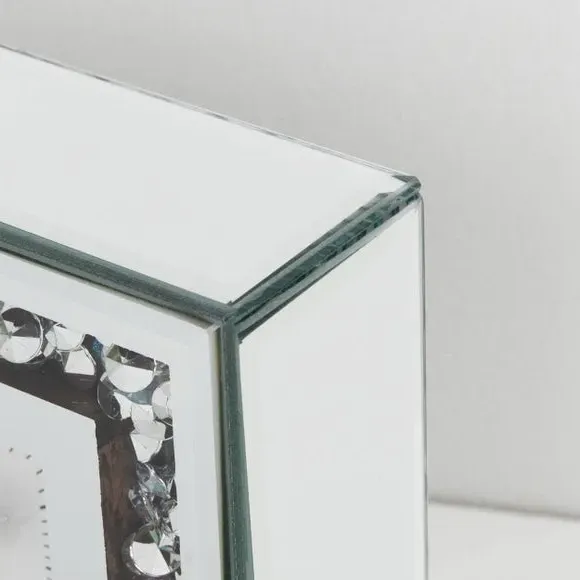 Crystal Border Mantel Clock - Silver, Mirrored Glass