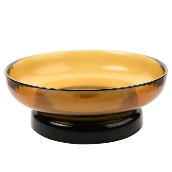 Elevated Glass Bowl with Pedestal - Orange