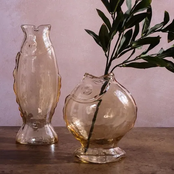 Fish Shaped Vase - Clear, Glass