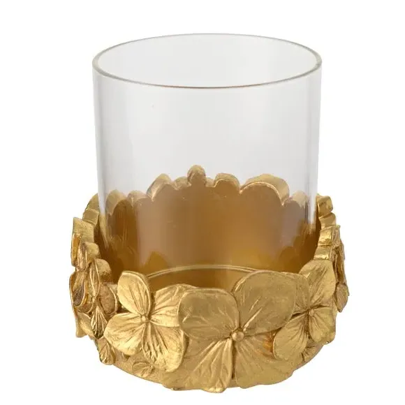 Flower Candle Holder - Gold, Glass image