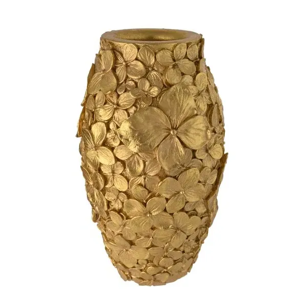 Flower Vase with Petal Design - Gold, Resin image