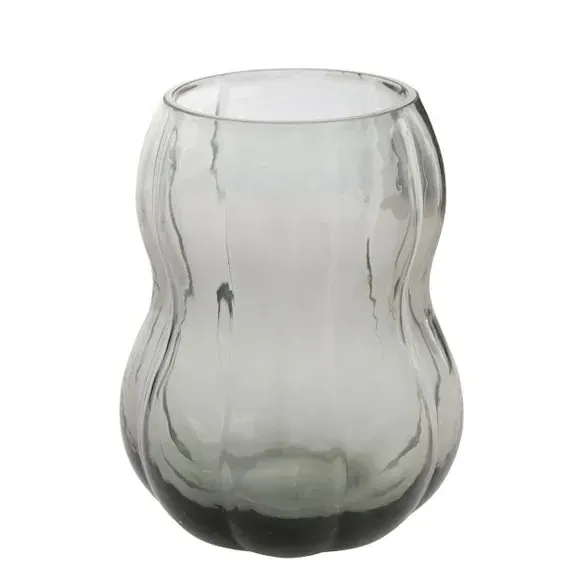 Glass Vase with Curved Silhouette - Black