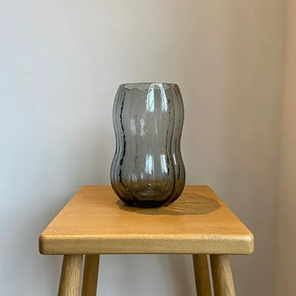 Glass Vase with Curved Silhouette - Black
