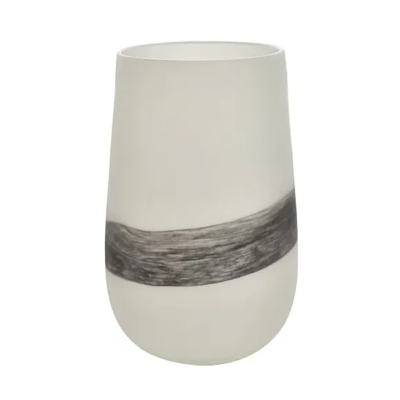 Glass Vase with Marble Band - White, Glass