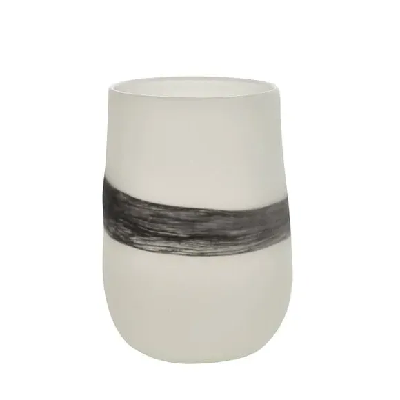 Glass Vase with Marble Band - White, Glass image