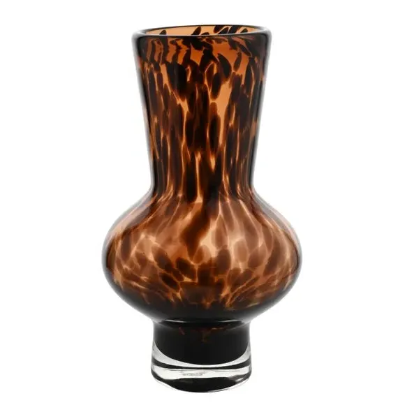 Glass Vase with Tortoise Shell Pattern - Brown image