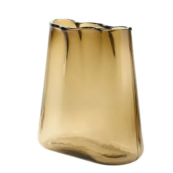 Glass Vase with Yellow Tint - Beige