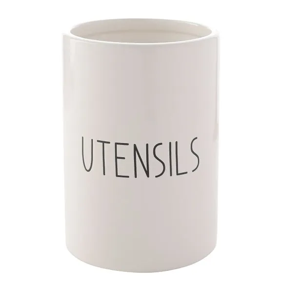 Glazed Utensil Pot - White, Stoneware