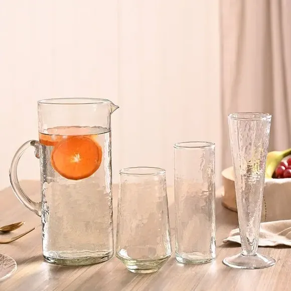Hammered Glass Jug - Clear