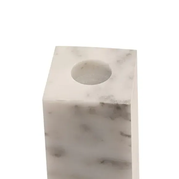 Handmade Candle Holder - White, Marble