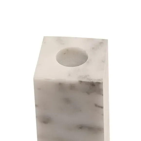 Handmade Candle Holder - White, Marble