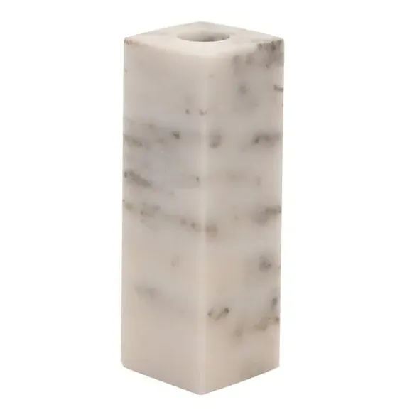 Handmade Candle Holder - White, Marble