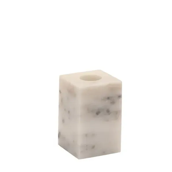 Handmade Candle Holder - White, Marble image