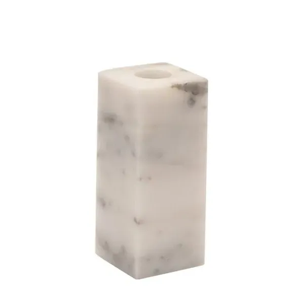 Handmade Candle Holder - White, Marble